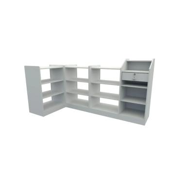 Imagem de Balcão Caixa Vitrine Modular M2 (expositor, prateleira, atendimento, loja, pet)