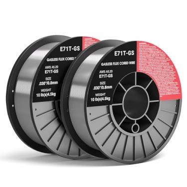 Imagem de Fio de solda de núcleo de fluxo 0,030, 2 carretéis E71T-GS fio de solda Mig de aço carbono sem gás de baixo respingo compatível (0,1 cm 4,5 kg 2 unidades)