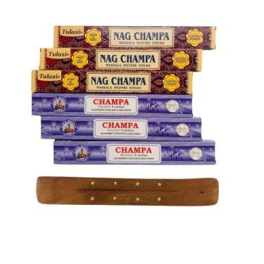 Imagem de Kit 6 Caixas Incenso Massala Nag Champa Tulasi e Flute NagChampa + Inc
