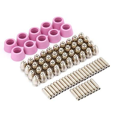 Imagem de Consumíveis de Cortador de Plasma, 80pc Conjunto AG60 SG55 Kit de Copo de Bico de Eletrodo Com Xícaras de Escudo de Cerâmica para SG55, AG-60 Torch, Cut60, LGK60, P-60