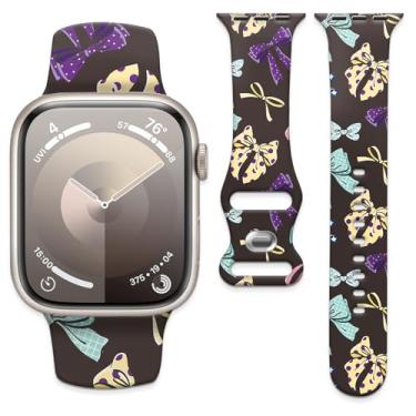 Imagem de Pulseira esportiva de silicone compatível com Apple Watch séries 10, 9, 8, 7, 6, 5, 4, 3, 2 e 1 de 40 mm, 38 mm e 41 mm (lindos laços)