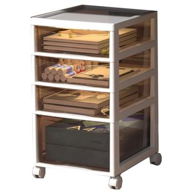 Imagem de Arquivo móvel branco, armário de arquivo rolante com rodas, documentos classificados tamanho carta armário de arquivo vertical, casa, escritório, sala de estar, armário de armazenamento de escritório