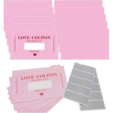 Imagem de 100 peças de cartões de raspar cupons de amor DIY para marido, esposa, namorado ou namorada, casais, adesivos de raspadinhas, notas de amor, cartão com tema de amor (rosa)