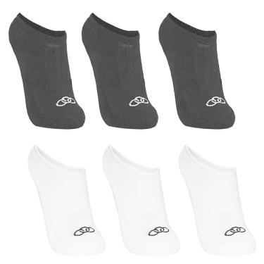 Imagem de Meia Olympikus Cano Invisivel Branco/Preto - 6 Pares