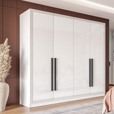 Imagem de Guarda-Roupa Casal Valência 4 Portas 4 Gavetas Branco - Politorno
