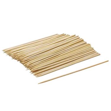 Imagem de Espetos de bambu, espetos de bambu natural para churrasco, palitos de cachorro de milho, espetos, espetos de madeira para espetos de kebab para kebab de frutas, aperitivos, fonte de chocolate, coquetéis e mais alimentos (pacote com 100)