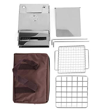 Imagem de Fogão dobrável integrado foguete fogão ao ar livre camping churrasco churrasqueira aço inoxidável pino de pino compacto portátil durável para camping para caminhada piquenique aço