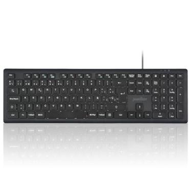 Imagem de Perixx Teclado PERIBOARD-210 Full Size con Cable, diseño Ultra Delgado y teclas silenciosas, para ordenador, Laptop, PC y Escritorio, Disposición en español, Color Negro