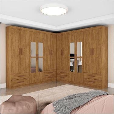 Imagem de Closet Casal Duplo Lu 12 Portas Com Espelho 8 Gavetas Cinamomo - CARIO