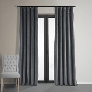 Imagem de HPD Half Price Drapes Cortinas blackout de veludo, com 203 cm de comprimento e bloqueio de luz total para quarto e sala de estar (1 painel), 127 cm L x 203 C, distância azul cinza