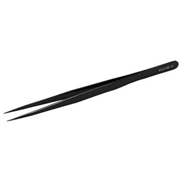 Imagem de Precisão Tweezer portátil Resistência de corrosão estável Tweezer de ponto fino para reparo de alumínio para reparo de PC para celular (Preto)