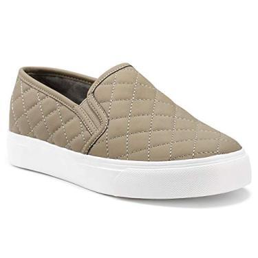 Imagem de Jenn-ardor Tênis feminino sem cadarço perfurado/acolchoado casual moderno confortável para caminhar, Taupe05, 6.5