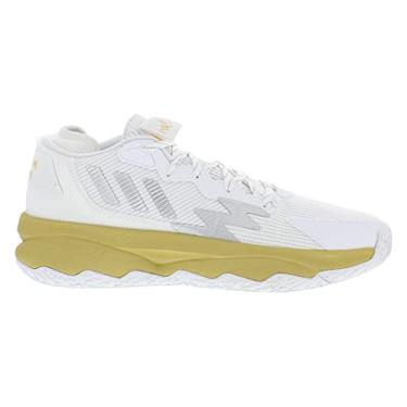 Imagem de adidas Tênis de basquete unissex adulto Dame 8, Calçado branco/prata metálico/dourado, 9 Women/8 Men