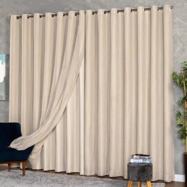 Imagem de Cortina Voil Linho 4,00x2,70 Forro Microfibra Alto Luxo