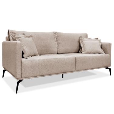Imagem de Sofá Living 2 Lugares 1,80M Sirius Linho Pés Metálicos Areia