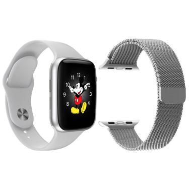 Imagem de Kit 1 Smartwatch Ld5 Branco + 1 Pulseira Extra Prata