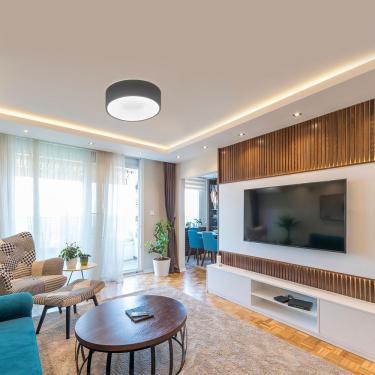 Imagem de Plafon Taschibra Sushi Redondo Com 4 Lâmpadas 6500k Bivolt Preto