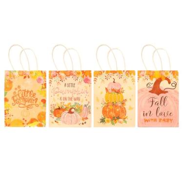 Imagem de hhdatc 24 sacos de papel de presente de Ação de Graças tamanho médio (5,9 × 3,1 × 8,7 cm) sacos kraft com alças para lembrancinhas de festa de festival e presentes em massa (4 designs exclusivos)