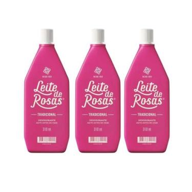 Imagem de Leite de Rosas Tradicional 310ml Kit com 3 Unidades Loção Corporal Des