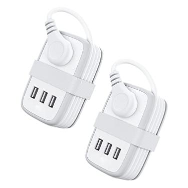 Imagem de NTONPOWER Filtro De Linha Viagem Com Usb, Pacote 2, Widely Outlets, Cabo Extensão Curto 3 Pés E Plugue Plano, Pequena Estação Carregamento Portátil Para Mesa, Acessórios Escritório Em Navios Cruzeir