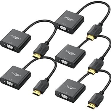 Imagem de UV-CABLE Adaptador Hdmi Para Vga, Pacote Com 5, Preto, Cabo Trançado Macho E Fêmea 1080P Desktop, Laptop, Pc, Monitor, Projetor, Hdtv, Chromebook, Raspberry Pi, Roku, Xbox Muito Mais -