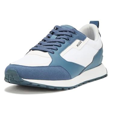 Imagem de HUGO Tênis de corrida masculino de nylon Icelin, Creme, azul celeste escuro, azul ardósia, 42
