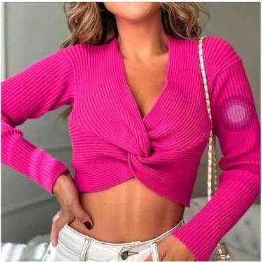 Imagem de Cropped Trasnpassado Manga Longa - Dylu's Tricot, Verde