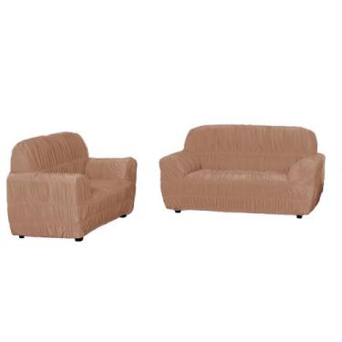 Imagem de Kit Capa De Sofá 3 E 2 Lugares, 21 Elásticos Avelã - M.a Enxovais