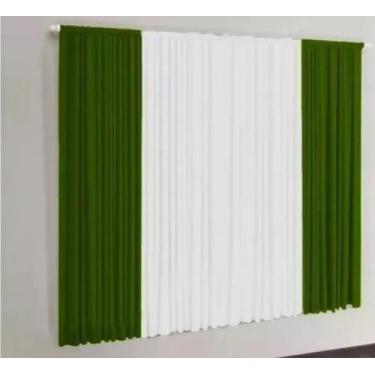 Imagem de Cortina Versátil  2 MT P/ Quartos E Sala - Verde/Branco - M.a Enxovais