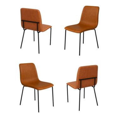 Imagem de Conjunto 4 Cadeiras Malu Couro Caramelo Metal Preto