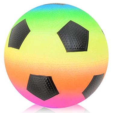 Imagem de ArtCreativity Bola De Playground Rainbow Para Crianças Com Bomba Manual, Elástica 9 Polegadas Diversão Ao Ar Livre No Quintal, Parque E Praia, Brinquedos Duráveis Meninos Meninas (Rainbow Soccer)