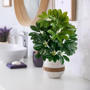 Imagem de 2 Mini Arbustos Artificial Verde Mesclado em Polietileno para Decoraçã