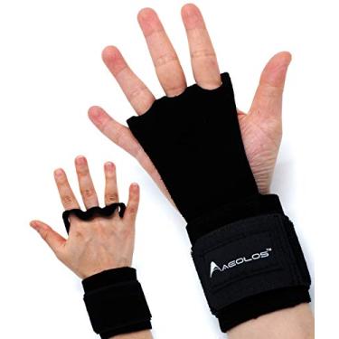 Imagem de (Small, BLACK) - AEOLOS Leather Gymnastics Hand Grips-Great for Gymnastics,Pull up,Weight Lifting,Kettlebells and Crossfit Training