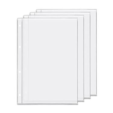 Imagem de Pacote com 4 pastas de fichário de plástico A4 com 4 furos, à prova d'água, 4 furos para bilhete de recibo (bolso, A4)