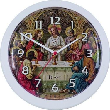 Imagem de Relógio De Parede Analógico Herweg Branco - Santa Ceia 6697 021