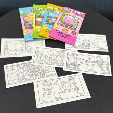 Imagem de Cards para colorir Cozy Comfy kit 4 envelopes 24 cards 17x9 cm - BRINC
