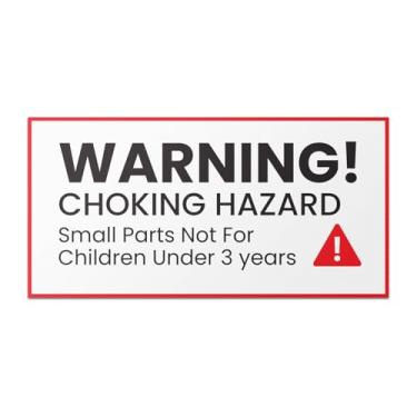 Imagem de 2 x 1 inch - Warning! Choking Hazard - Small Parts Not for Children Under 3 Years (Red/White) Stickers - Product Safety Label - 2 Pack