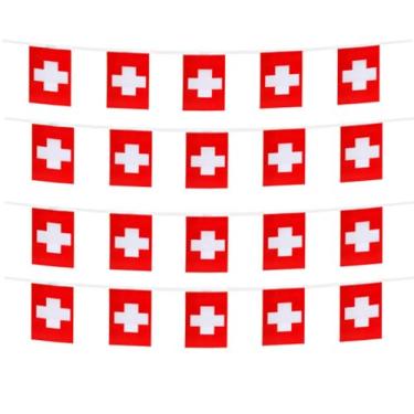 Imagem de FFILL 6 metros 20 bandeiras Switzer Banner Corda, Mini bandeira da Suíça, faixa pequena para festas, lojas e bares, decorações ao ar livre. Bandeira com tema de país europeu - 29 países para escolher