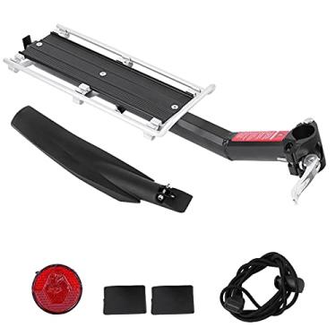 Imagem de Bicicleta Bagagem traseira Plataforma de alumínio Rack de banco traseiro durável e resistente com refletor de pára -choque e corda elástica para acessórios de bicicleta de estrada