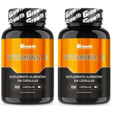 Imagem de Vitamina C 120 Cápsulas Imunidade Growth Supplements Kit 2 Potes