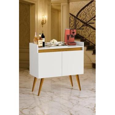 Imagem de Aparador Buffet Sala 2 Portas Luxo Prime Branco / Madeirado - MJM Casa