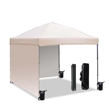 Imagem de Barraca de dossel pop-up 25 x 25 cm com 2 paredes laterais, barraca de dossel ao ar livre com sacos de areia para acampamento e festas na praia no quintal (cáqui)