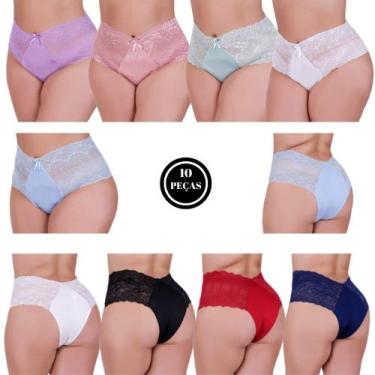 Imagem de Kit 10 Calcinha Plus Size de Renda Tanga Grande 46 48 50 52 54 - c5 KI