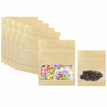 Imagem de 70 unidades, 2 tamanhos, pequenos envelopes de moedas resseláveis com janela transparente, mini papel kraft marrom selado a quente, sacos de embalagem herméticos para armazenamento de lembrancinhas de