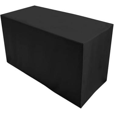 Imagem de BEEKAY 1 peça toalha de mesa retangular preta 122 cm x 76 cm de poliéster lavável capa de mesa de tecido lavável para banquete de casamento, feira, feira, DJ evento, estande de fornecedor