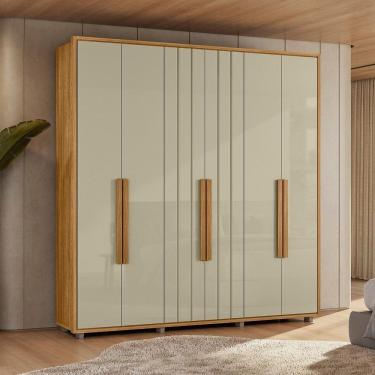 Imagem de Guarda-roupa Casal 6 Portas 100% Mdf Com Pés Portinari Cumaru/opala