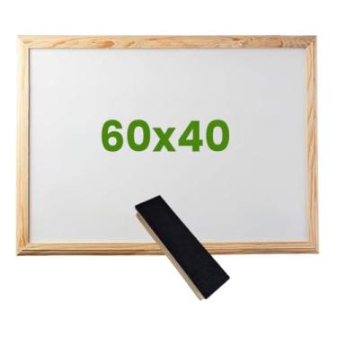 Imagem de Quadro Multifuncional para Recados e Organização – Mural Magnético, Painel Magnético e Modelo Compacto com Ceramic Steel e Moldura Natural(60x40 Branco com Apagador)