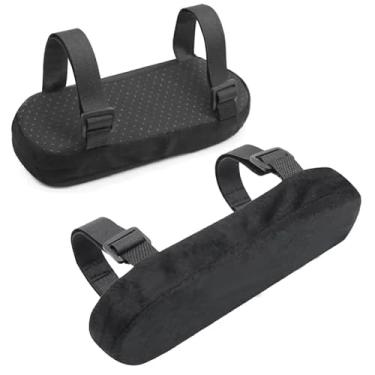 Imagem de Almofadas de braço para cadeira de escritório,2 peças, descanso de braço de esponja macio para cadeira de mesa, cadeira de jogos, suporte de cotovelo para descanso de braço, limpeza removível (PRETO)