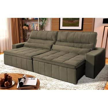 Imagem de Sofá Retrátil Reclinável Supremo 2,70m Suede Velut Marrom Claro Molas no Assento - King House