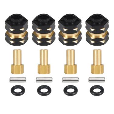 Imagem de 4Pcs Brass SCX24 Hub Extenders 7MM Wheel Hex Adapter for RC Car Crawler Axial SCX24 1/24 C10 90081 C10 AI0005 Upgrade Parts (Black+Brass Color)